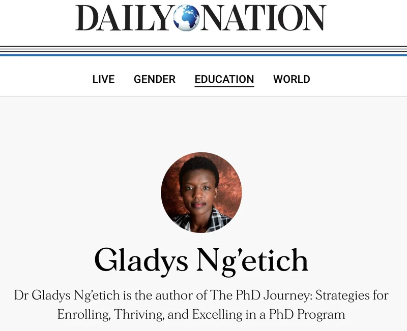 Daily Nation feature on Gladys Ngetich's PhD journey